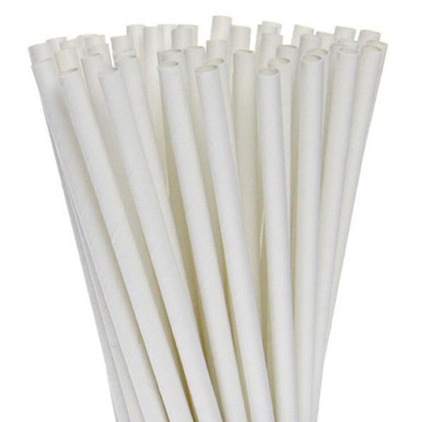 50 Count Eco-Friendly White Paper Straws - Biodegradable for Parties, Cafes, and Events