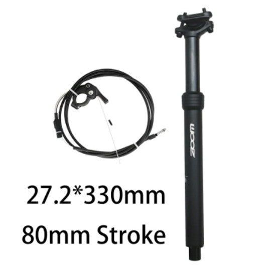 Adjustable ZOOM SPD-802 Dropper Seatpost with Internal Cable - 27.2mm Diameter, 80mm Travel, Remote Lever Control