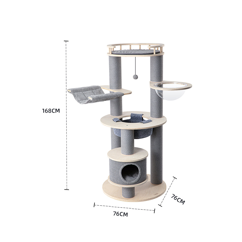 HONEYPOTCAT Majestic Reinforced Multi-Level Cat Tree With Hammock - 168cm