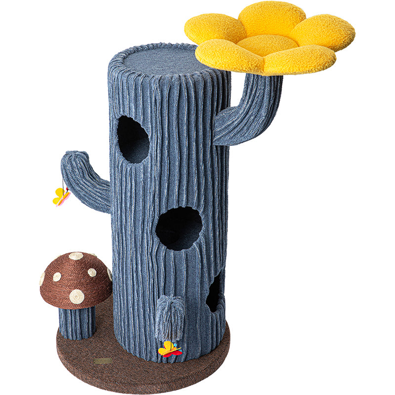 HONEYPOTCAT Solo Cactus Bloom Cat Tree - Blue 120.5cm