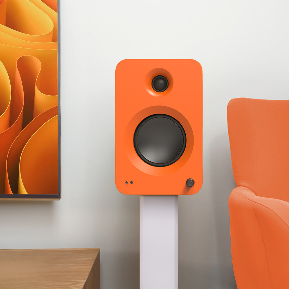 Kanto REN 200W Powered Bookshelf Speakers with HDMI ARC, USB-C, and Bluetooth 5.3 - Matte Orange, Pair