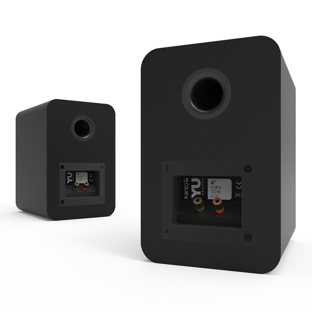 Kanto YU Passive 4" Speakers with 1" Silk Dome Tweeter and 4" Kevlar Woofer - Black, Pair