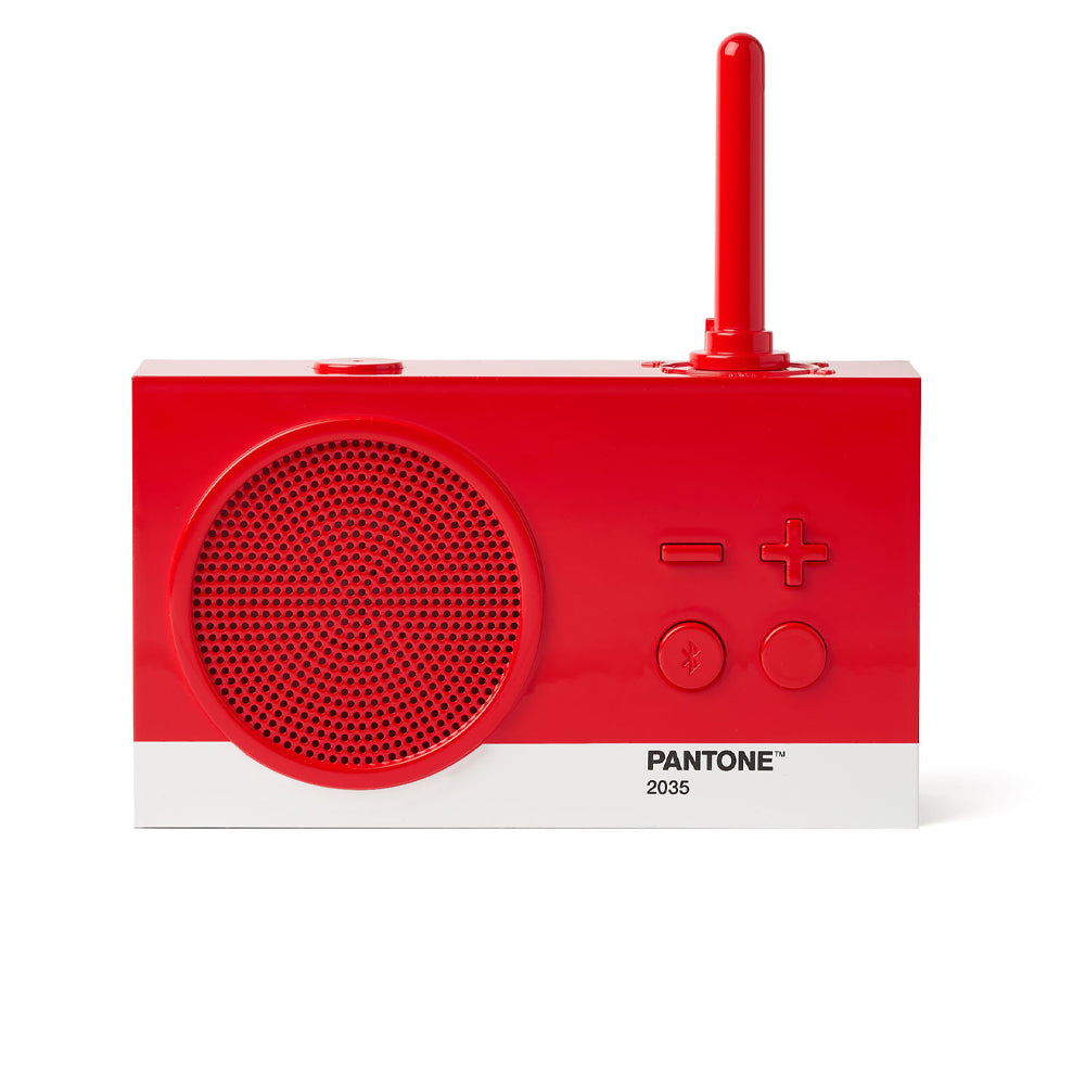 Lexon GIFT Set PANTONE - Includes Mino+ Mini Speaker, Flip Classic Clock, Mina M Lamp, Thykho 3 Speaker - 2035 Red