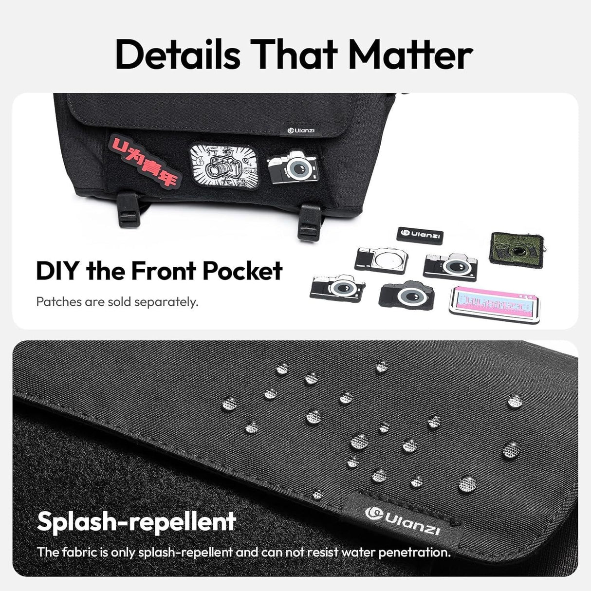 ULANZI BP11 8L Camera Sling Bag with Tripod Holder for Men Women, Lightweight Splash-proof DSLR/Mirrorless Anti-Theft Crossbody Bag for Travel Hiking Photography Customizable Front Pocket Camera Bag