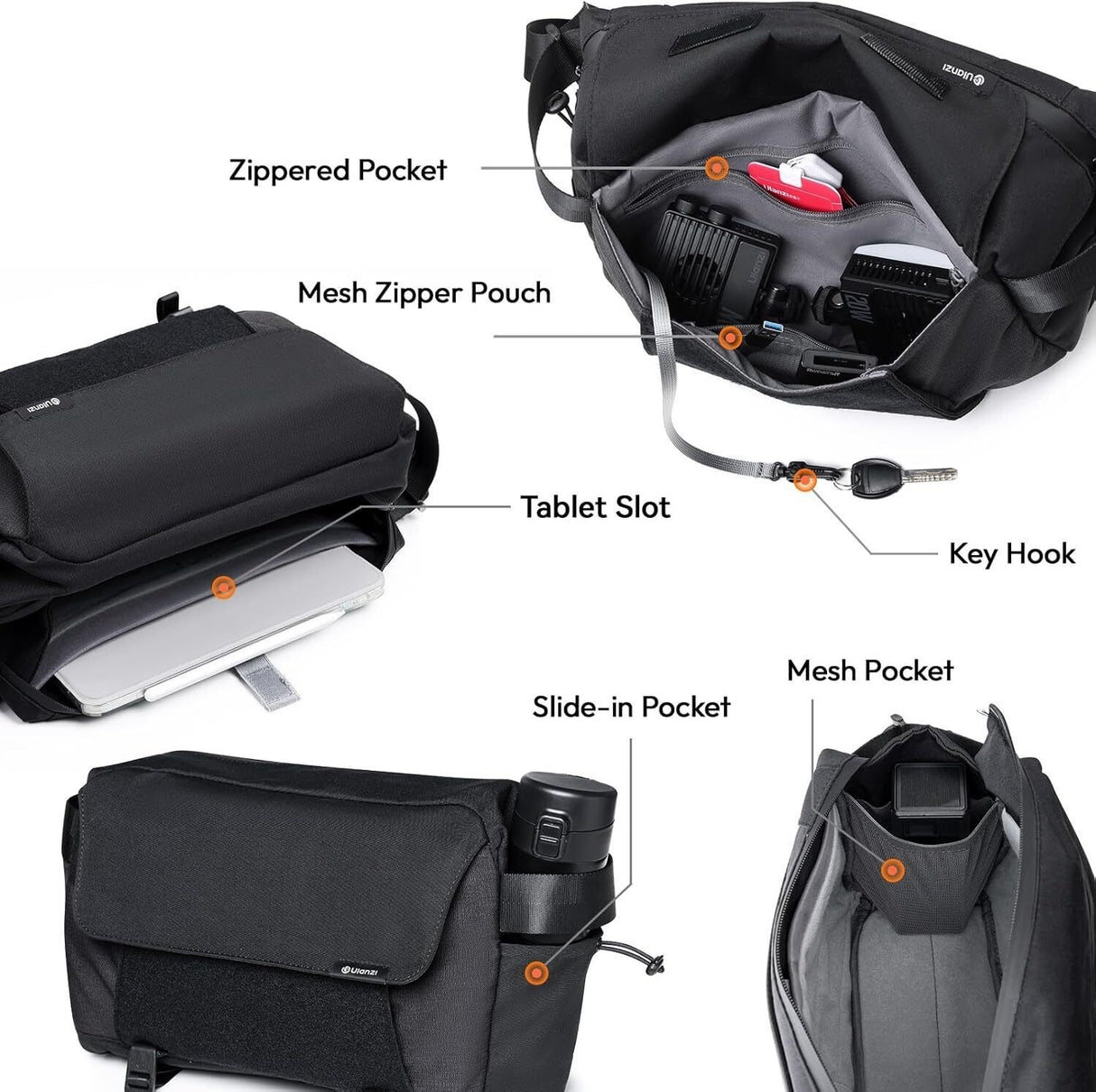 ULANZI BP11 8L Camera Sling Bag with Tripod Holder for Men Women, Lightweight Splash-proof DSLR/Mirrorless Anti-Theft Crossbody Bag for Travel Hiking Photography Customizable Front Pocket Camera Bag