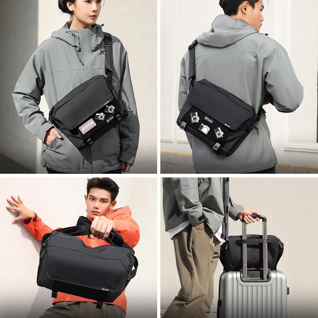 ULANZI BP11 8L Camera Sling Bag with Tripod Holder for Men Women, Lightweight Splash-proof DSLR/Mirrorless Anti-Theft Crossbody Bag for Travel Hiking