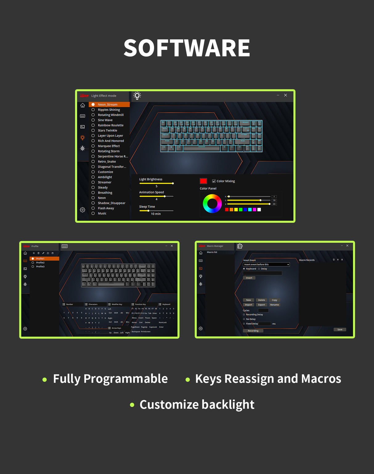 KZZI K75 PRO RGB 75% Wireless Gasket Mechanical Keyboard - Night Grey with Triple Mode and Tactile Switches