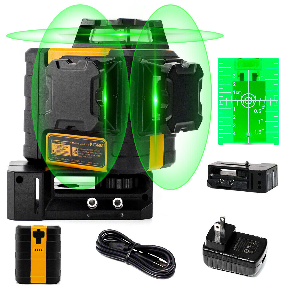 KAIWEETS KT360A Green Laser Level 3 X 360? Rotary Self Leveling with 1 Rechargeable Battery