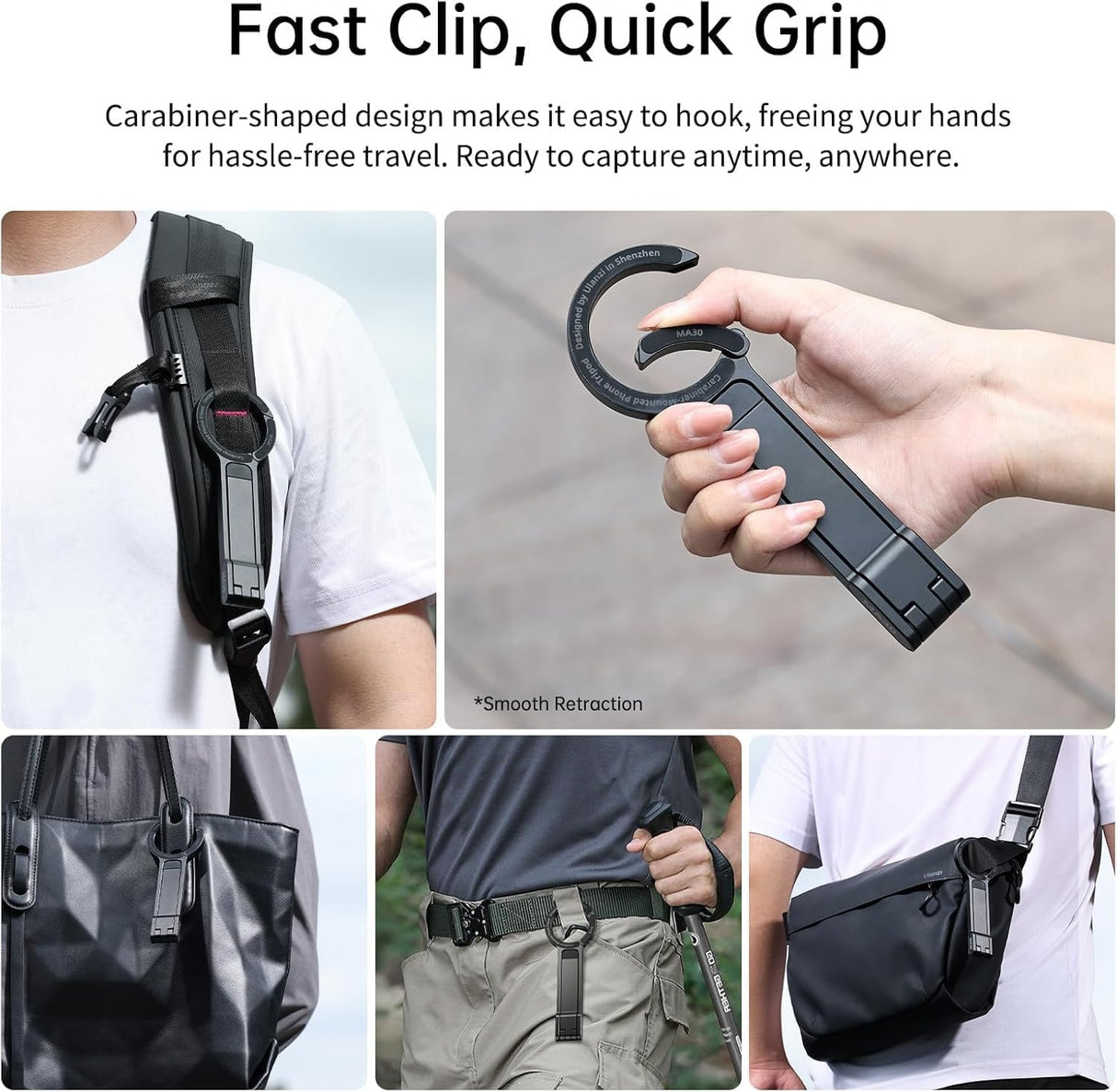 ULANZI MA30 Magnetic Phone Tripod Stand for iPhone - Aluminium Maglock Smartphone Mini Tripod Pocket Cell Phone Stand Dual-Sided Magnet Quick Mount