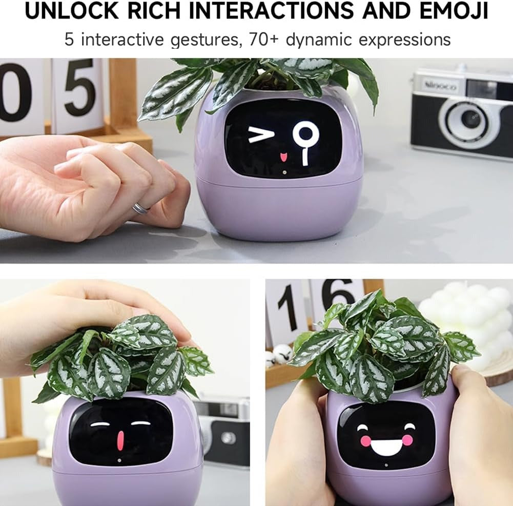 Intelligent Flower Pot, Electronic Bud, Maintenance Plant Assistant, Fun Interactive Flower Pot, Indoor Green Planting Monitoring, LCD Screen Display,