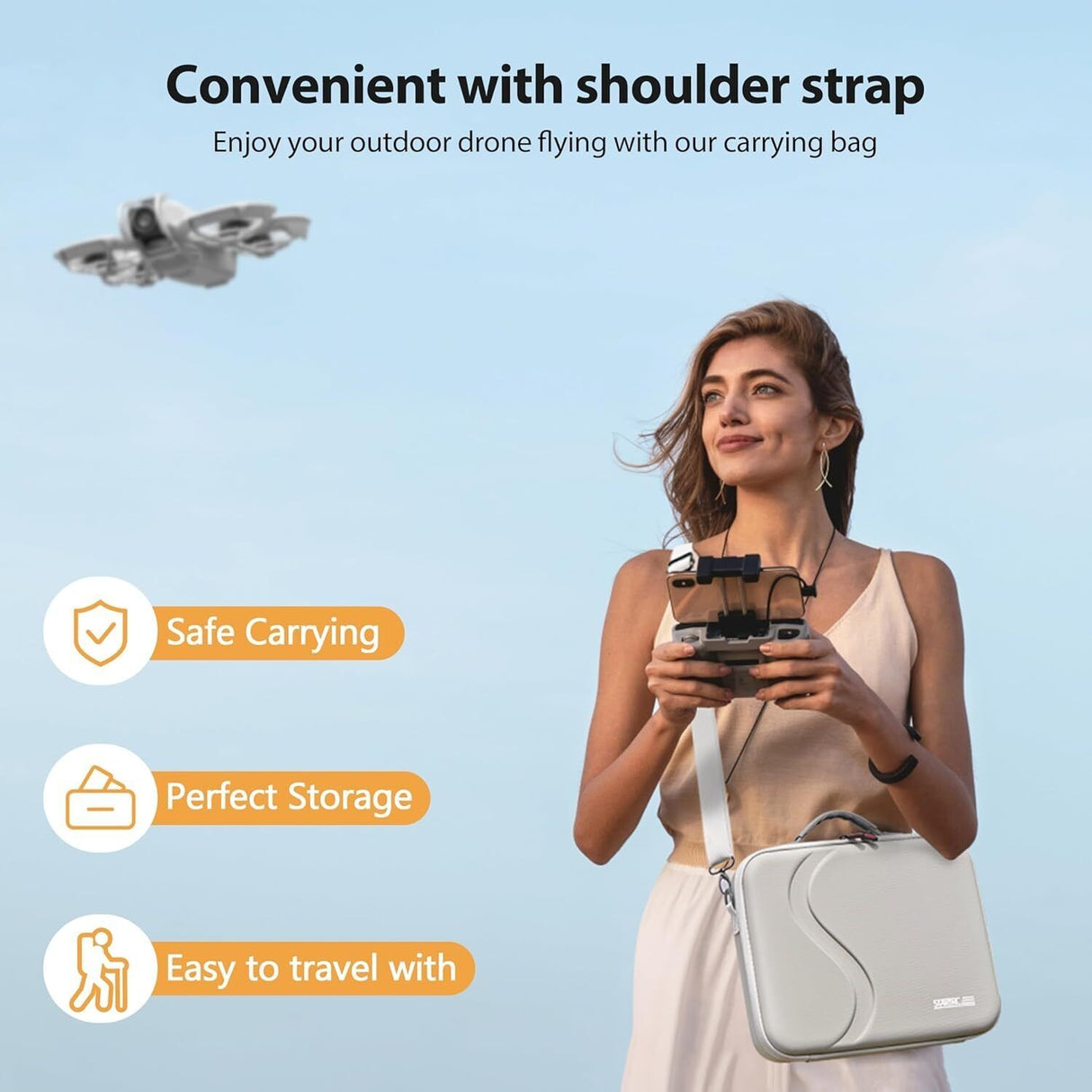 STARTRC Carrying Case for DJI Neo Portable PU Storage Protective Bag for DJI Neo Fly More Combo Accessories, Compatible with RC-N3 Remote Controller, Neo Intelligent Flight Battery, Charging Hub
