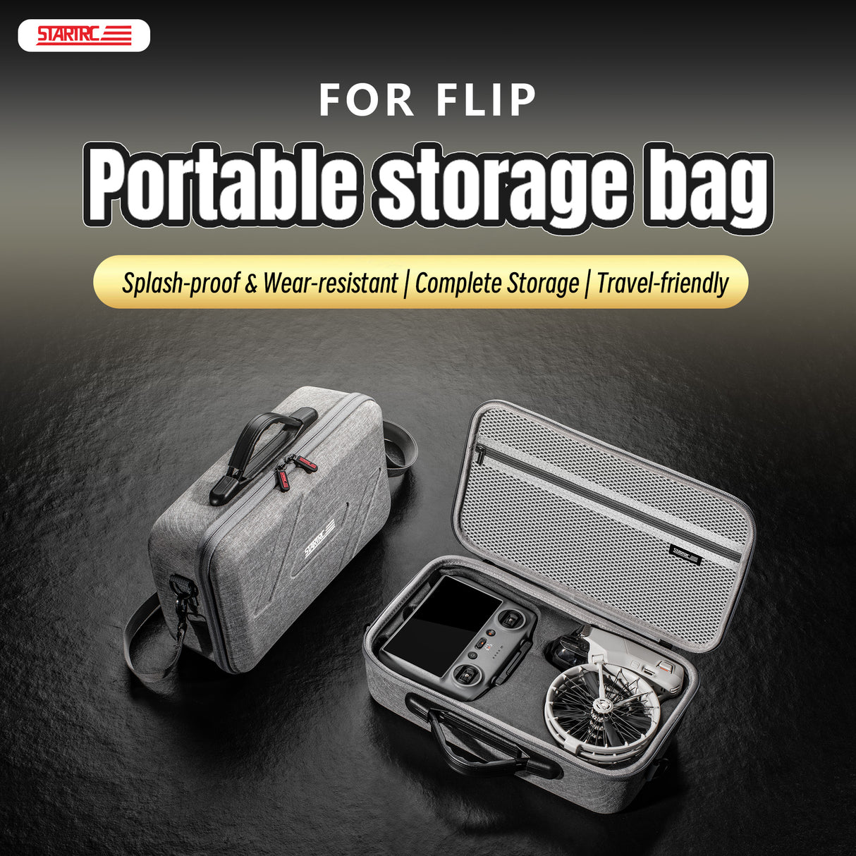 STARTRC Flip Drone Case for DJI Flip Fly More Combo,Portable PU Leather Shoulder Bag Can Organizes RC2/RC-N3 Remote, 7 Original Batteries, Charging