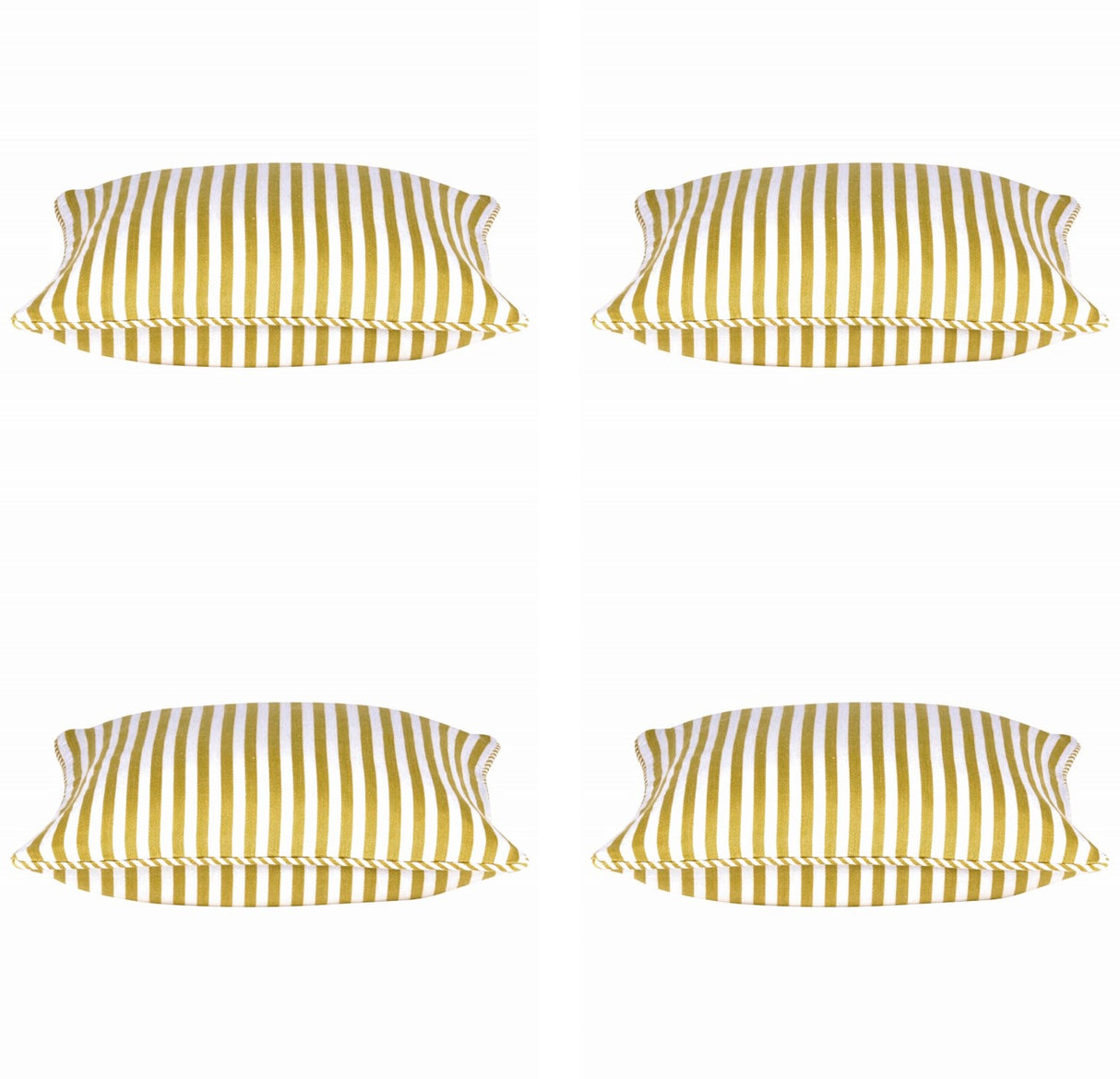 Pack of 4 Dandi Mustard Yellow & White Striped Square Cushion Covers 40x40cm