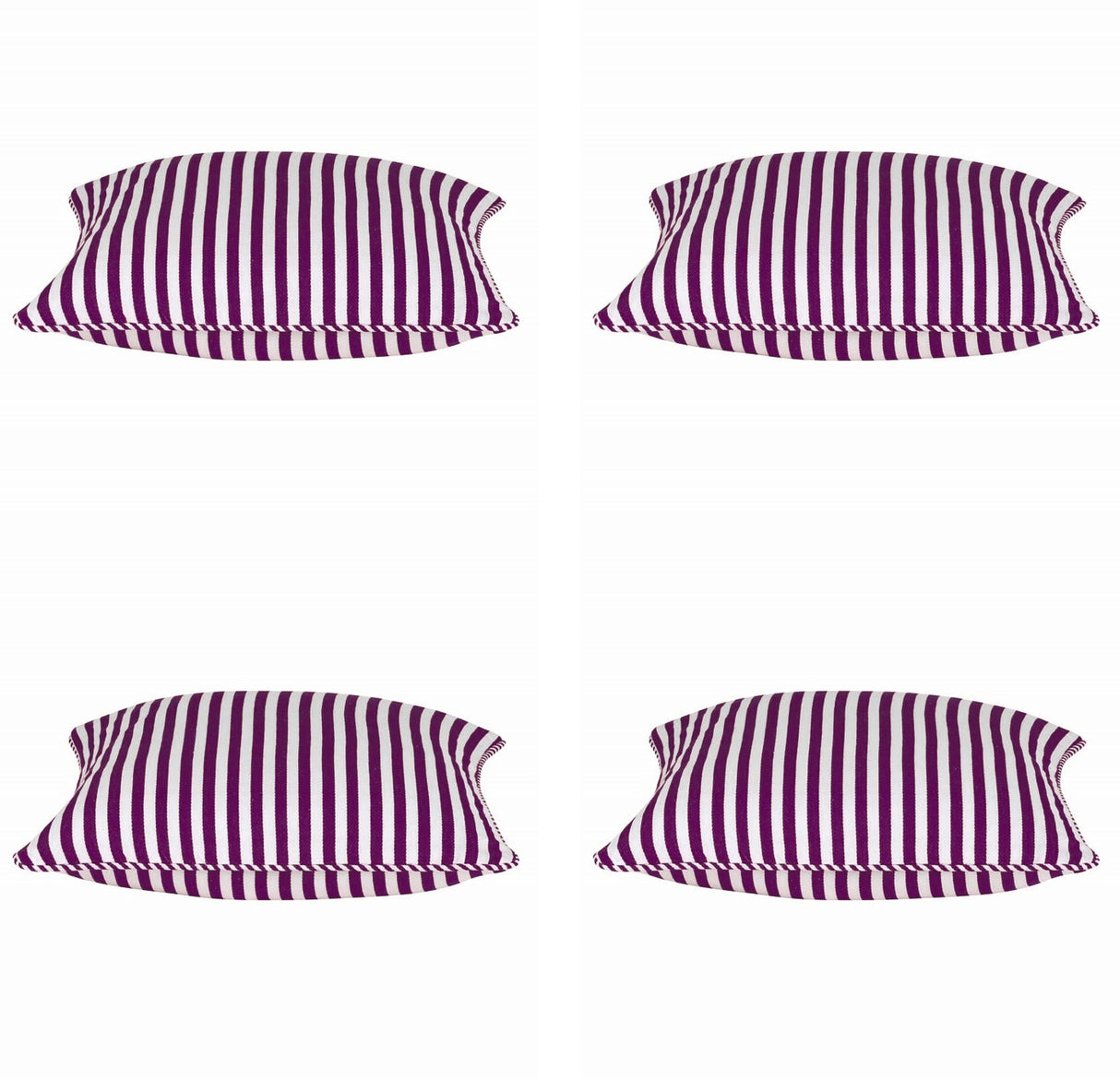 Pack of 4 Dandi Fuchsia Plum Purple & White Striped Square Cushion Covers 40x40cm