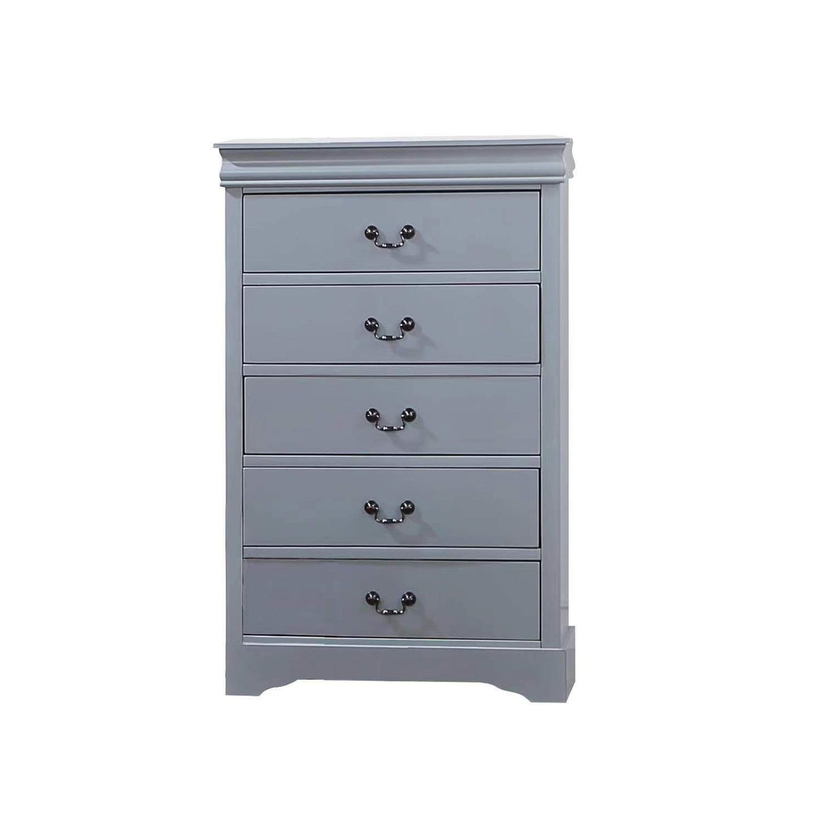 5 Pieces Bedroom Suite in Solid Wood & MDF King Size Grey Colour Bed, Bedside Table, Dresser & Tallboy