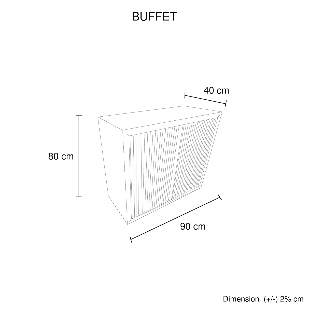 Buffet MDF Brown Colour Two Doors Sideboard Storage Cabinet