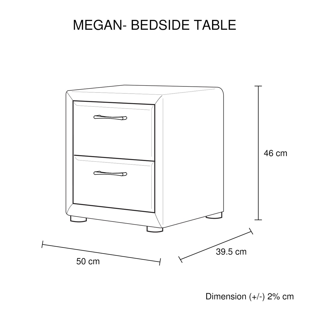 Bedside Table 2 drawers Night Stand Upholstery Fabric Storage in Light Grey Colour