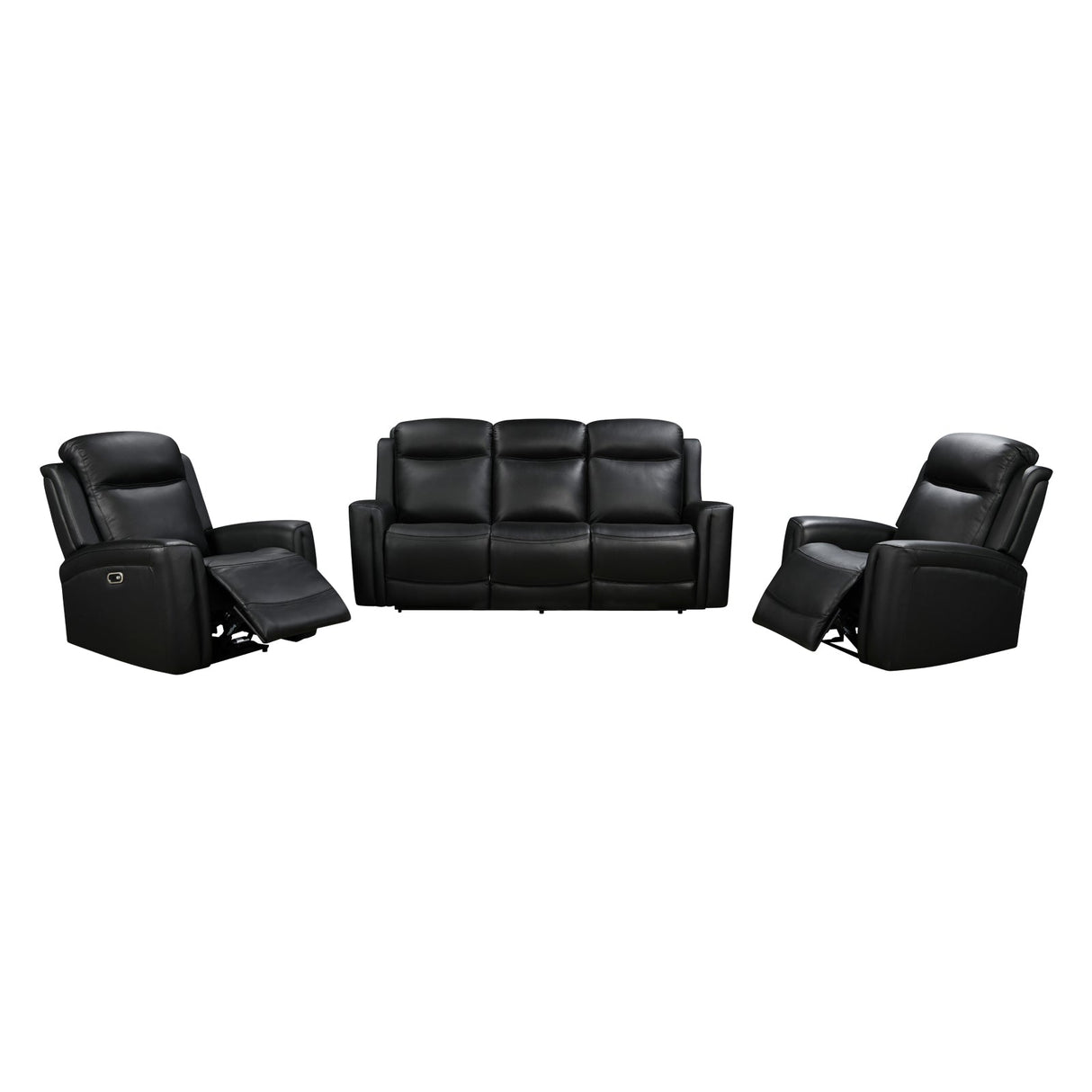 3-1-1 Seater Electric Leather/PVC Black Recliner Set