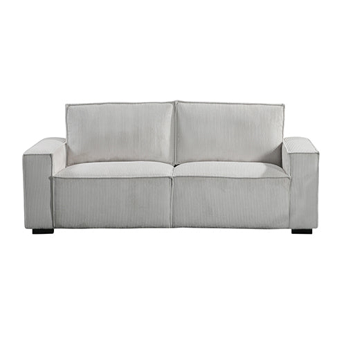 3 Seater Sofa Beige Colour Fabric Upholstery Wooden Structure Knock Down Feature In Back & Arms