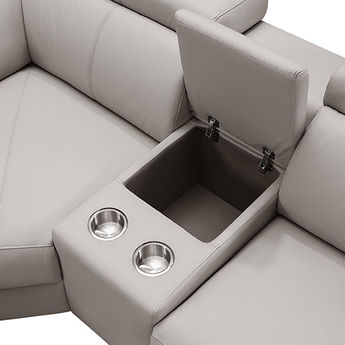 Genuine Leather 6 Seater Corner Sofa With 2 Electric Recliners And Reversible Console