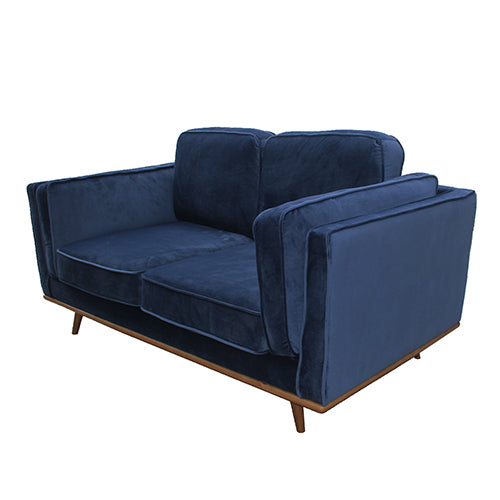 2 Seater Sofa in Soft Blue Velvet Lounge Set for Living Room Couch with Wooden Frame