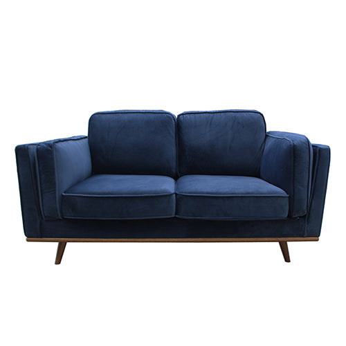 2 Seater Sofa in Soft Blue Velvet Lounge Set for Living Room Couch with Wooden Frame