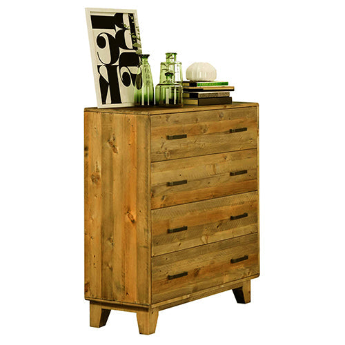Tallboy with 4 Storage Drawers in Wooden Light Brown Colour