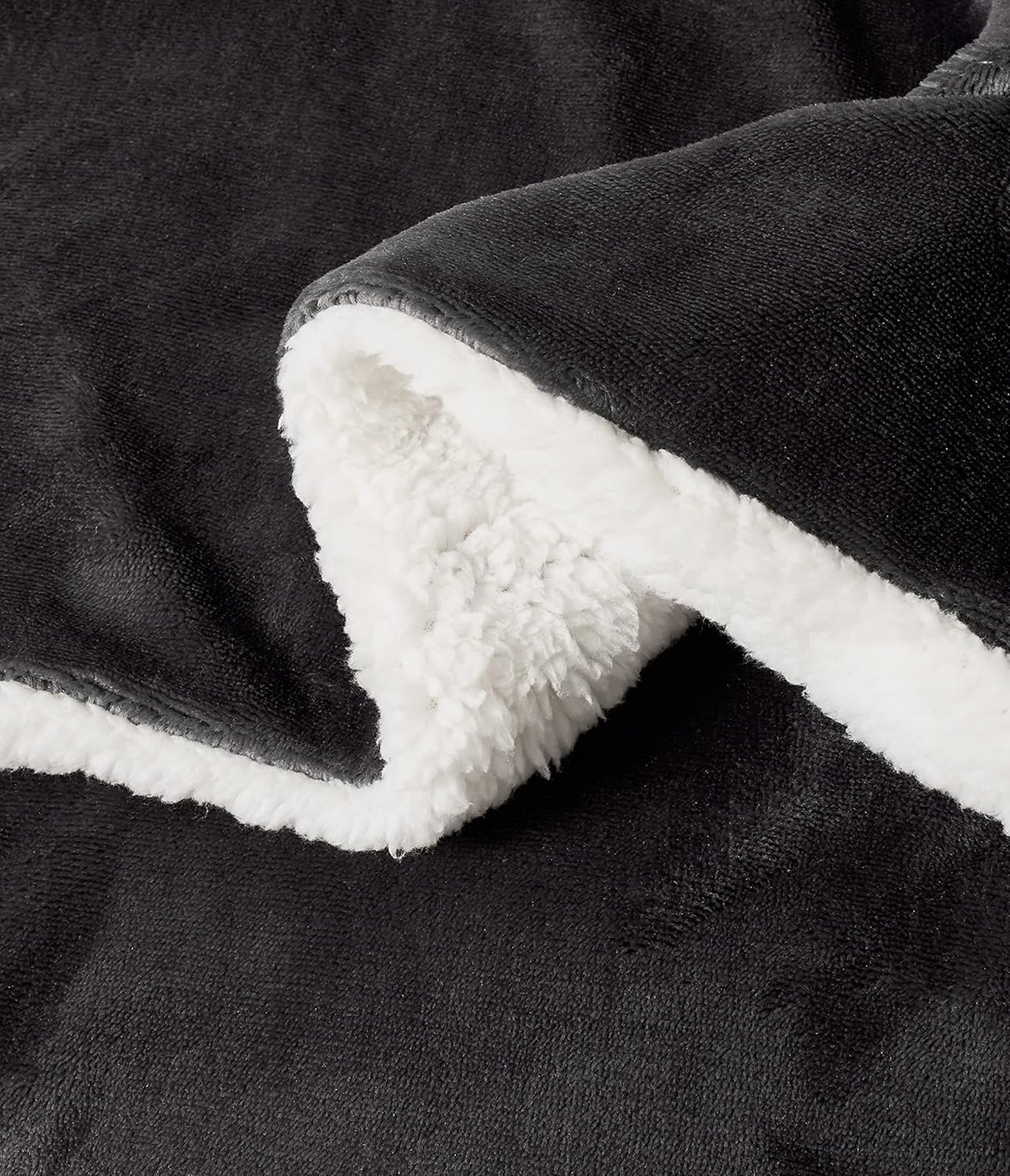 2-in-1 Teddy Sherpa Quilt Cover Set (Charcoal, Single)