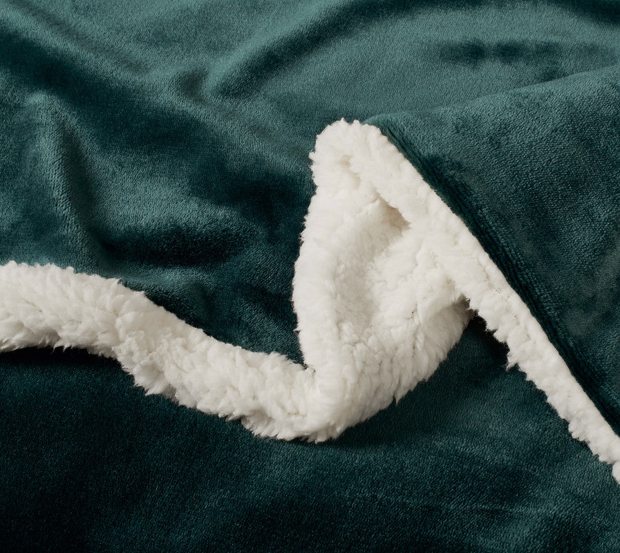 2-in-1 Teddy Sherpa Quilt Cover Set (Emerald Green, Single)