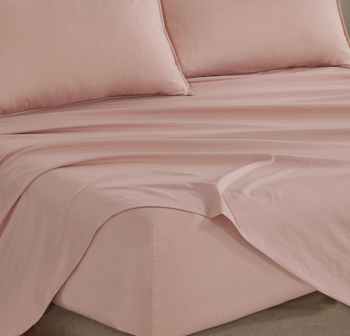 Vintage Washed Microfibre Sheet Set (Pink, Single)