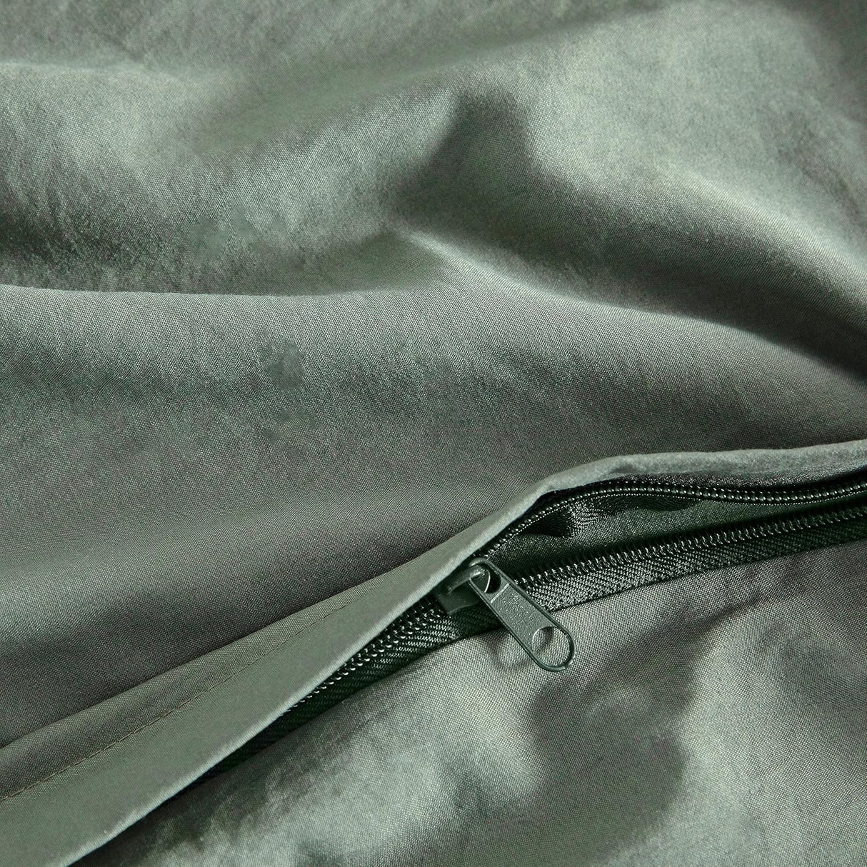 Vintage Washed Microfibre Quilt Cover Set (3Pcs) - Khaki Green - Double Size