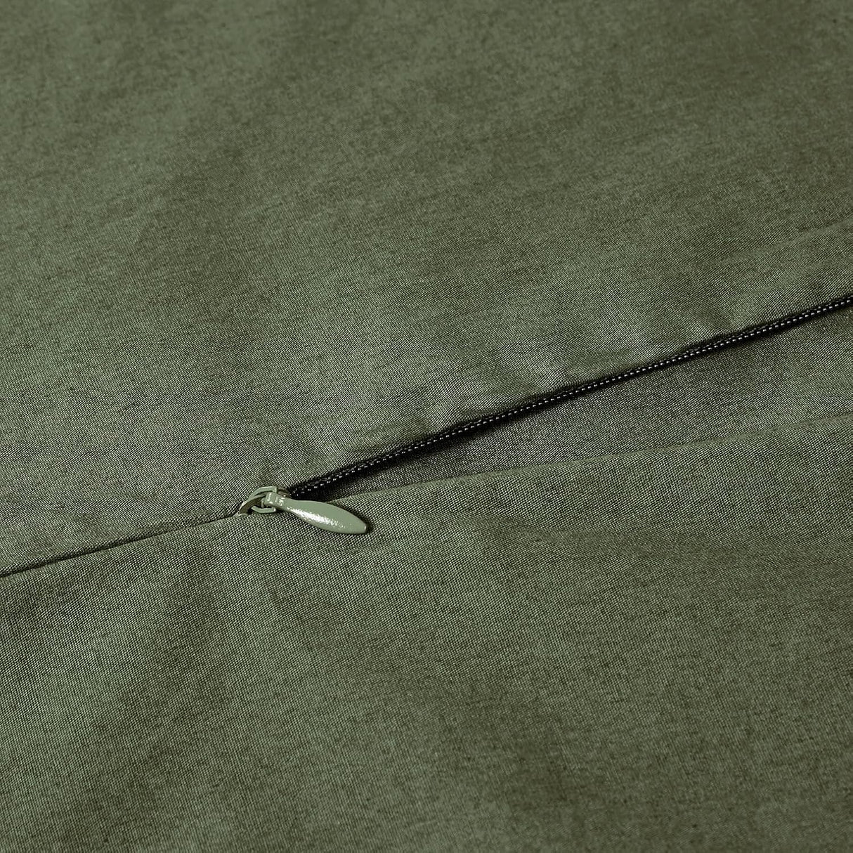 100% Cotton Vintage Washed Bed Quilt Cover Set - Khaki Green - Double Size