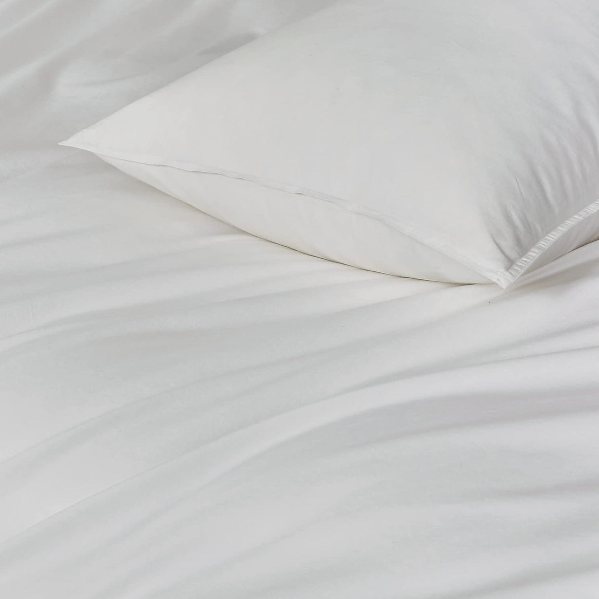 100% Cotton Vintage Washed Bed Quilt Cover Set - White - Double Size