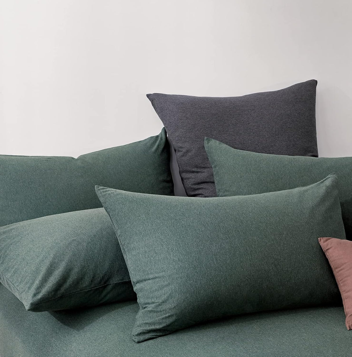 100% Jersey Cotton Quilt Cover Set - Green - Queen