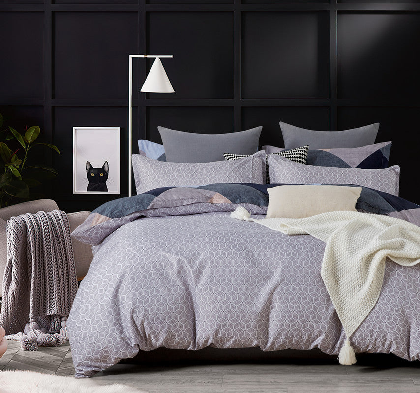 Microfiber Reversible Quilt Cover Set - Jay - Queen Size