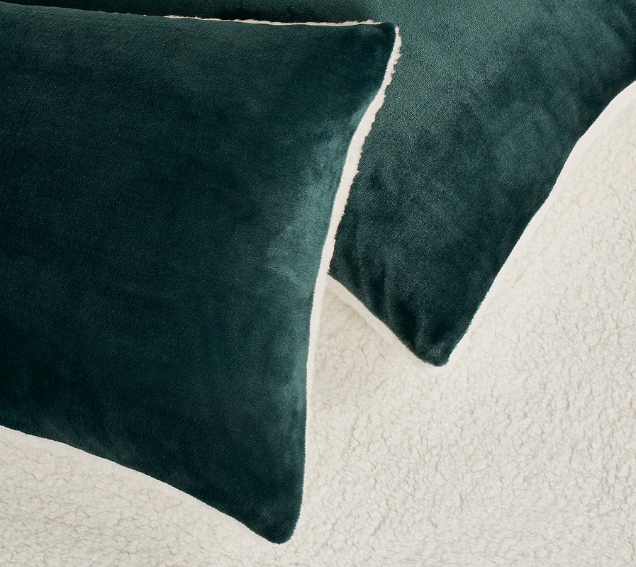 2-in-1 Teddy Sherpa Quilt Cover Set (King Size - Emerald Green)
