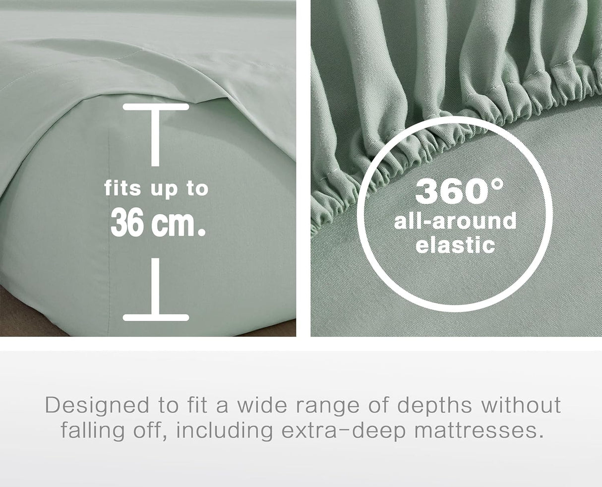 Vintage Washed Microfibre Sheet Set (Sage, King)