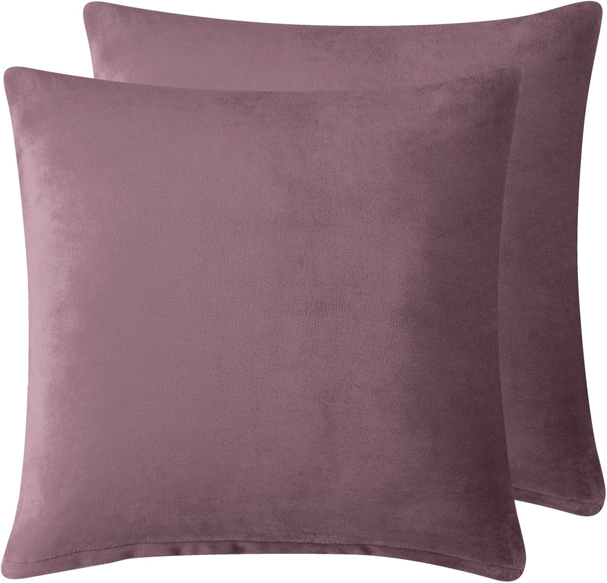 Teddy Sherpa Twin-Pack European Pillowcases - Soft Reversible Velvet & Sherpa Cushion Covers - Machine Washable with Zipper Closure - 65x65cm - Mauve
