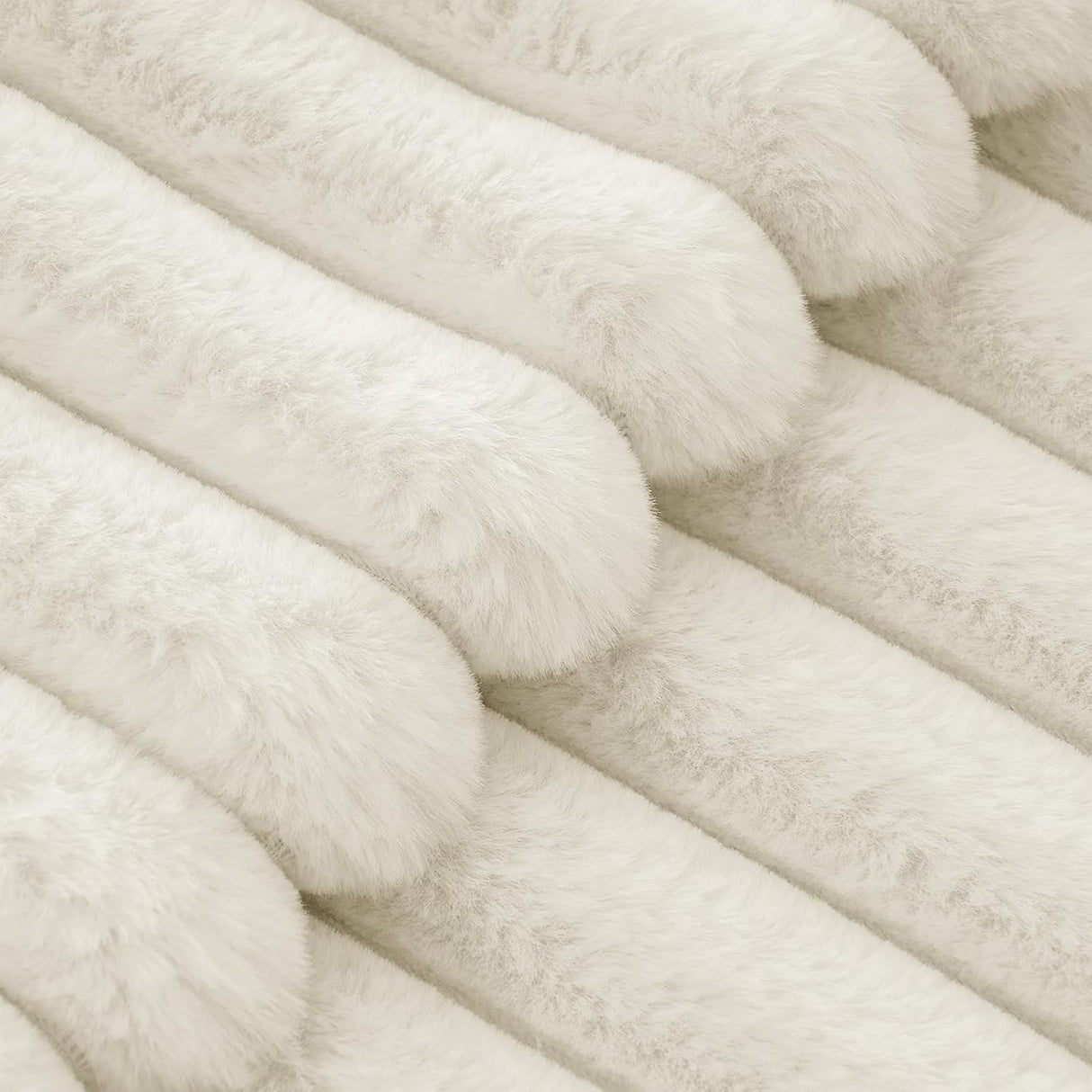 Faux Fur Cushion Covers - Chunky Embossed Flannel with Hidden Zipper - Snow, 45cm x 45cm (Pack of 2)