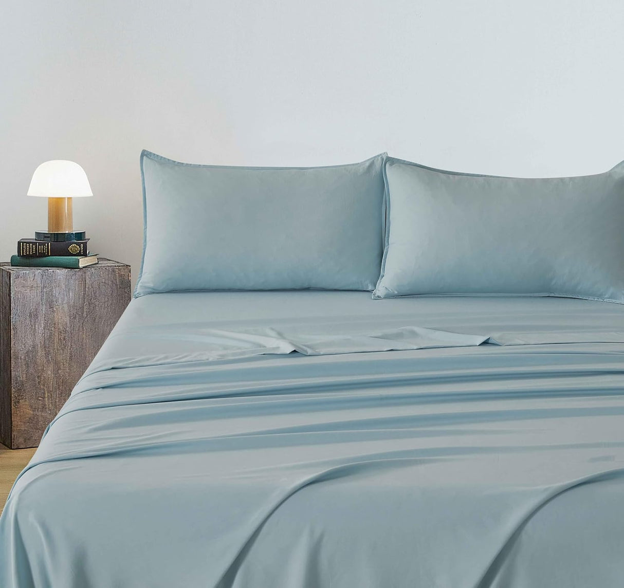 Vintage Washed Microfibre Sheet Set (Blue, King Single)