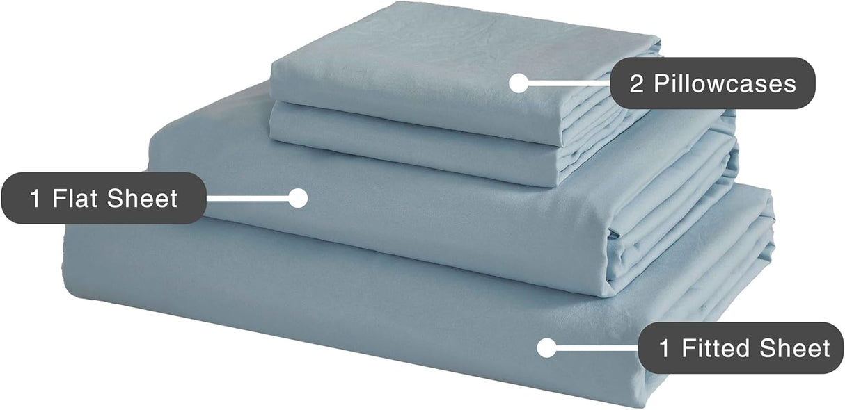 Vintage Washed Microfibre Sheet Set (Blue, King Single)