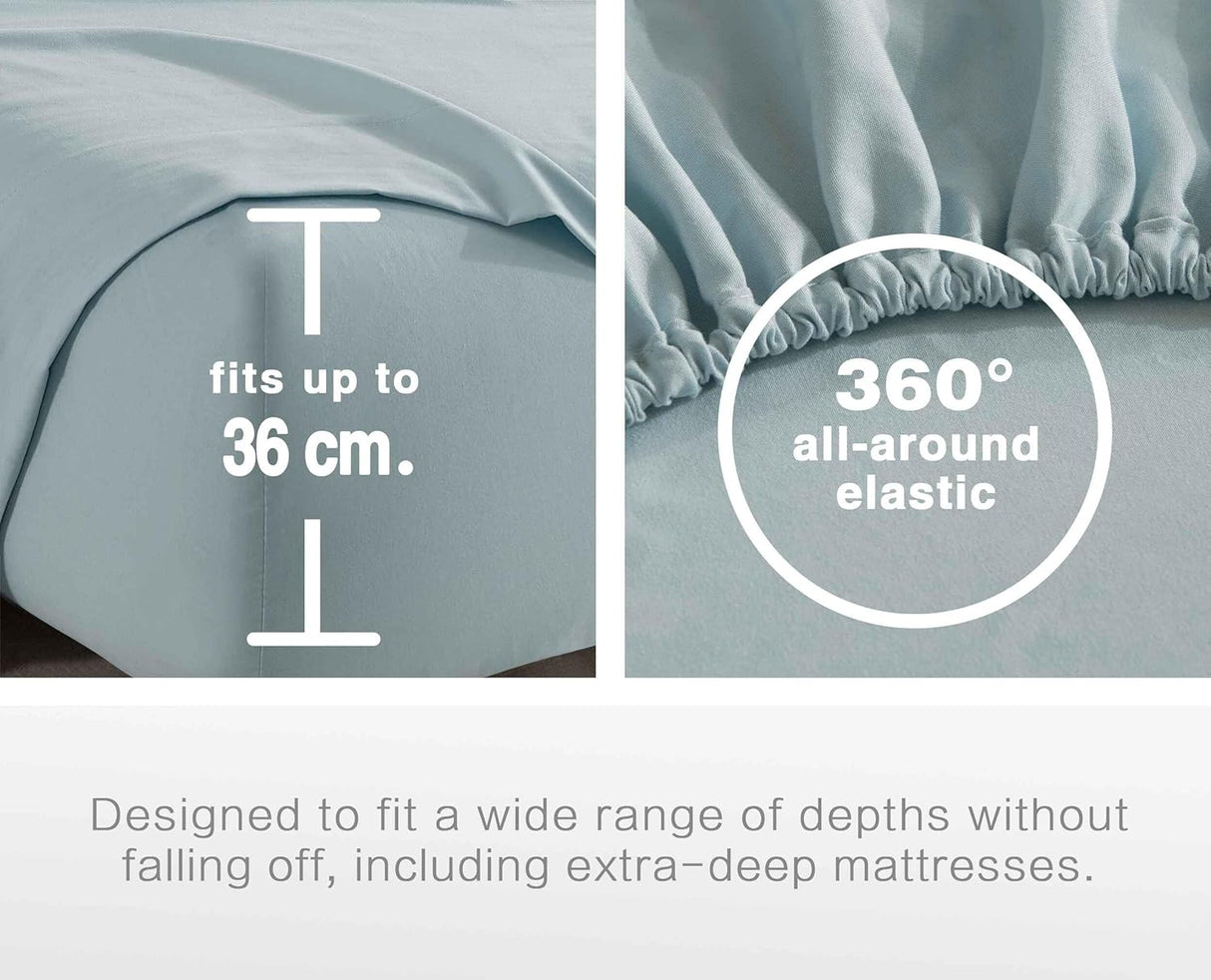 Vintage Washed Microfibre Sheet Set (Blue, King Single)