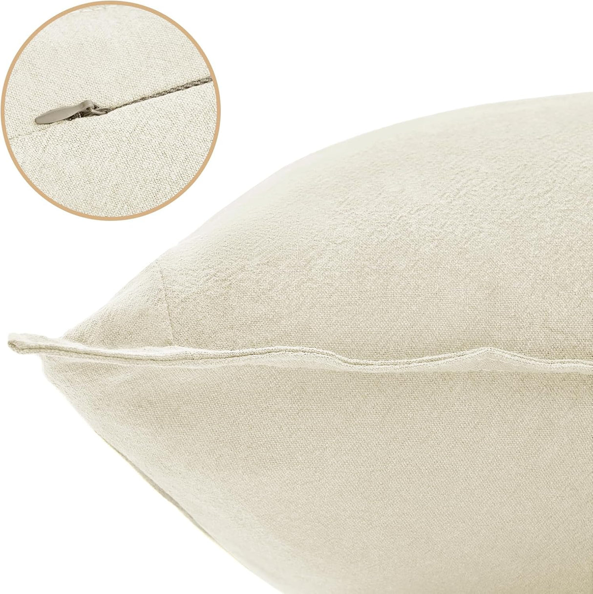 Linen Cushion Covers - 30% Linen 70% Cotton Blend, Soft & Breathable with Hidden Zipper Design - Linen, 30cm x 50cm (Twin Pack)