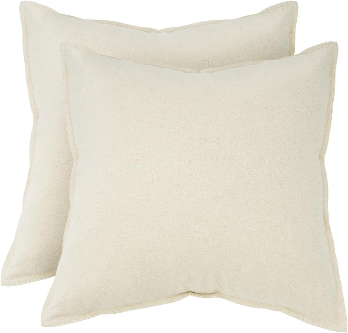 Linen Cushion Covers - 30% Linen 70% Cotton Blend, Soft & Breathable with Hidden Zipper Design - Linen, 45cm x 45cm (Twin Pack)