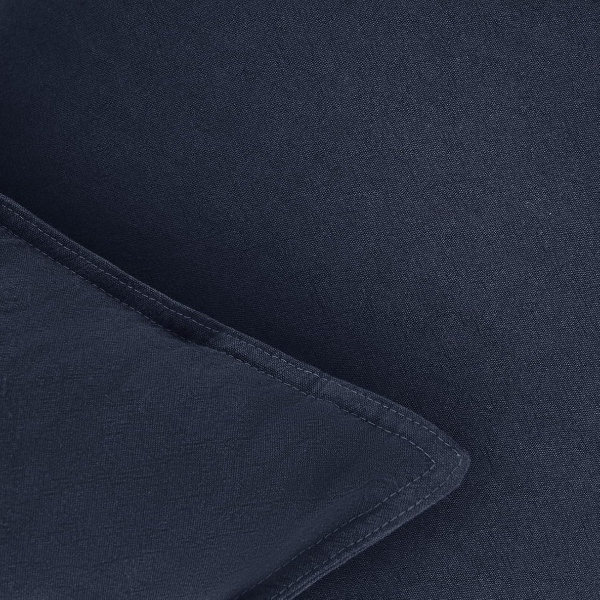 Linen Cushion Covers - 30% Linen 70% Cotton Blend, Soft & Breathable with Hidden Zipper Design - Navy Blue, 45cm x 45cm (Twin Pack)