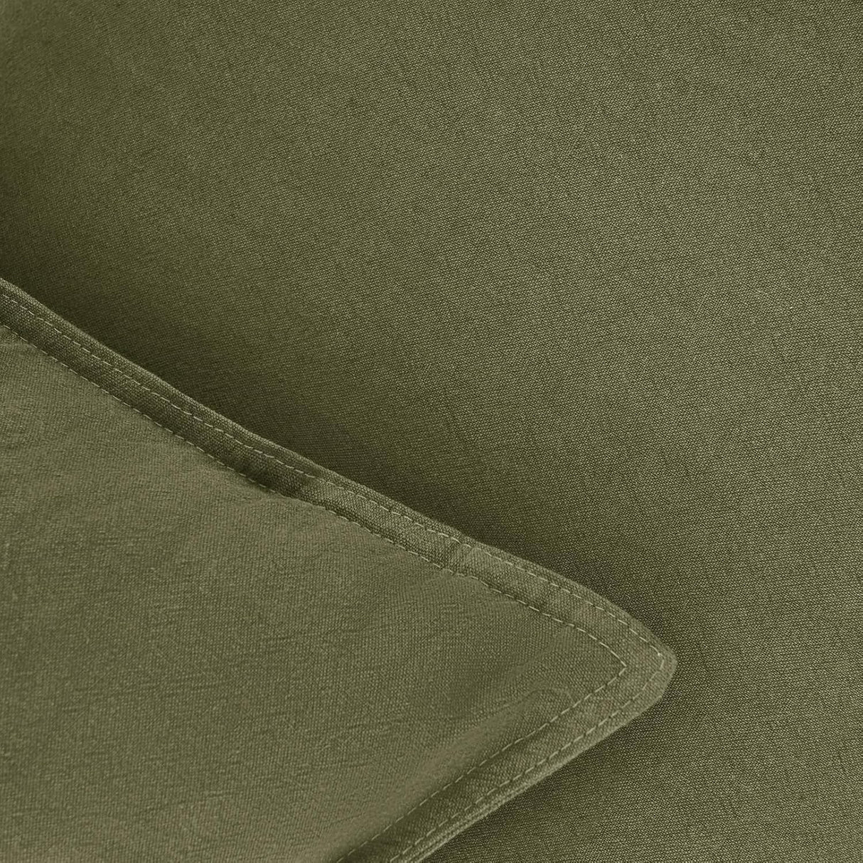 Linen Cushion Covers - 30% Linen 70% Cotton Blend, Soft & Breathable with Hidden Zipper Design - Olive Green, 45cm x 45cm (Twin Pack)