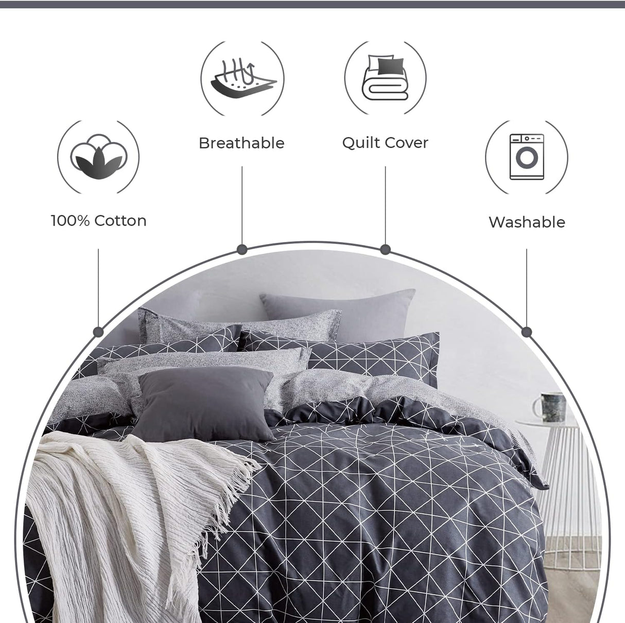 100% Cotton Manhattan Reversible Printed Quilt Cover Set - Super King Size