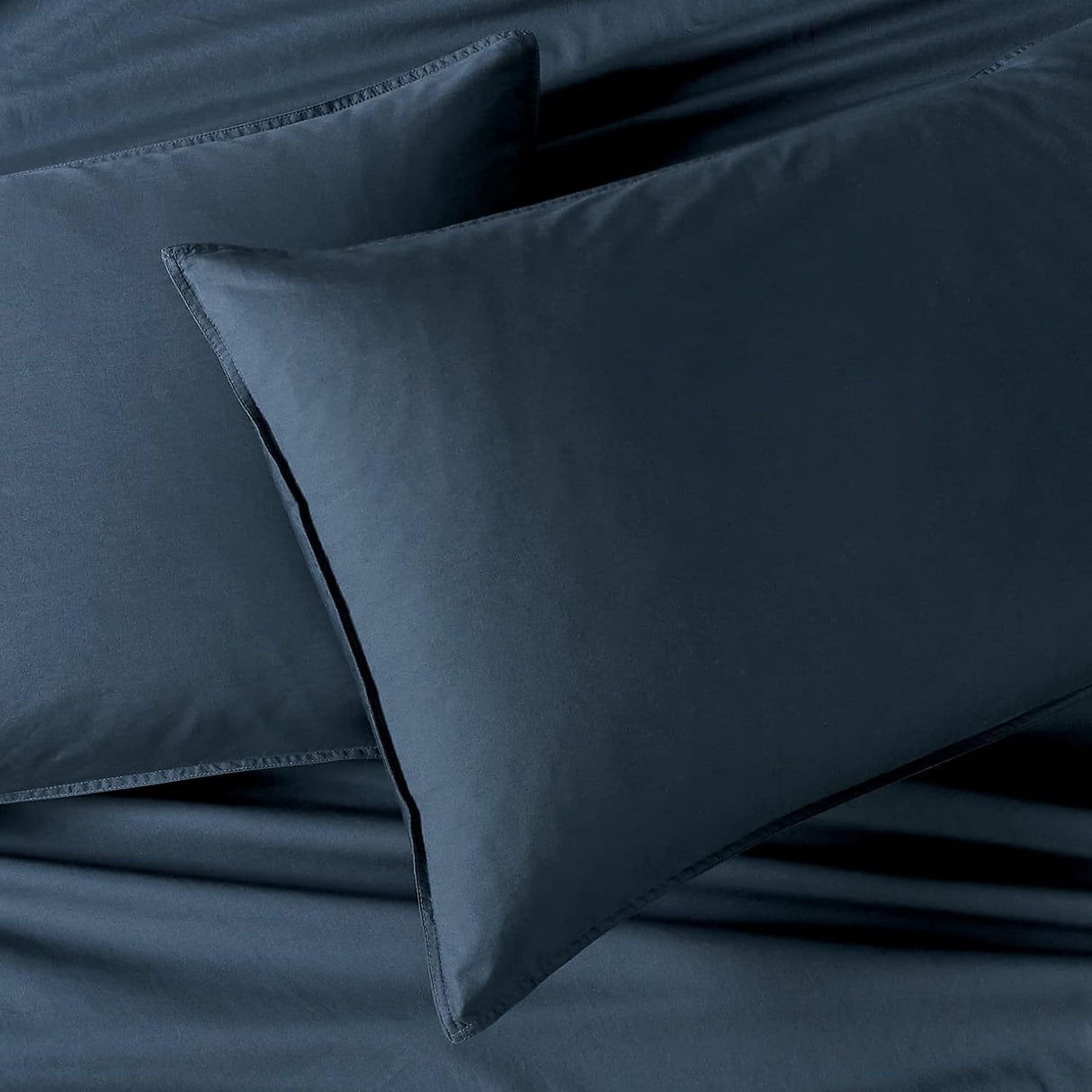 100% Cotton Vintage Washed Bed Quilt Cover Set - Dark Indigo - Super King Size