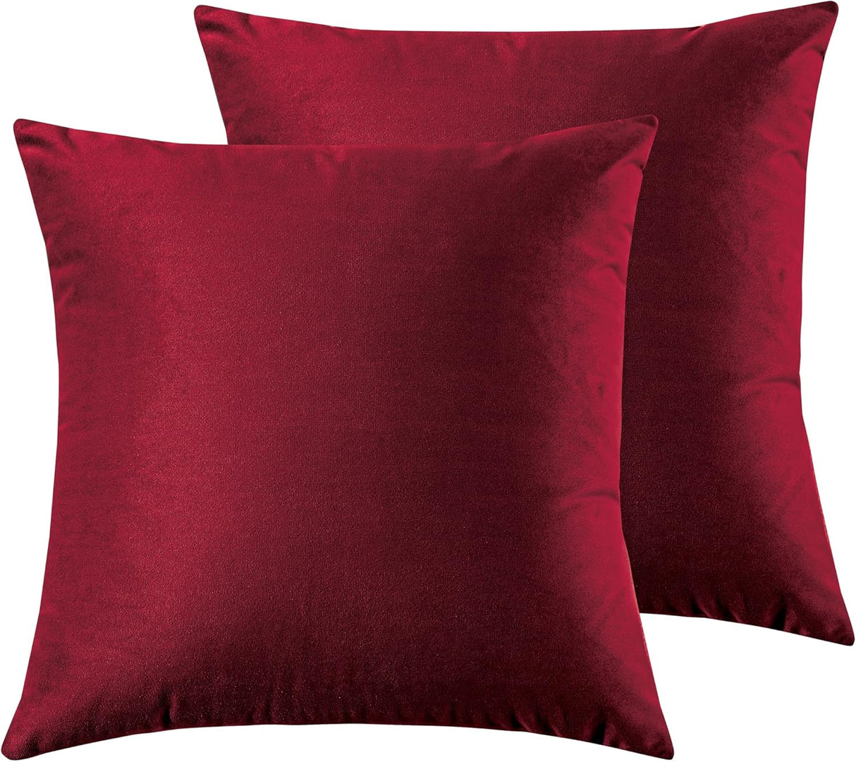 Twin-Pack Velvet Cushion Covers - Soft Microfibre Cushion Covers with Hidden Zipper (Red, 65cm*65cm)