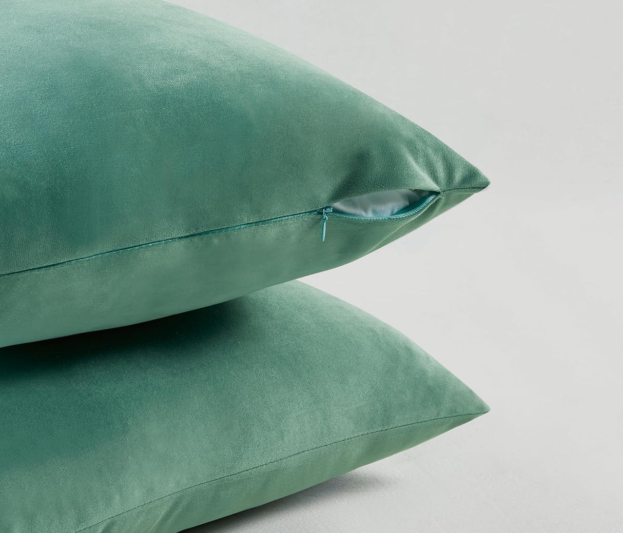 Twin-Pack Velvet Cushion Covers - Soft Microfibre Cushion Covers with Hidden Zipper (Sage, 65cm*65cm)